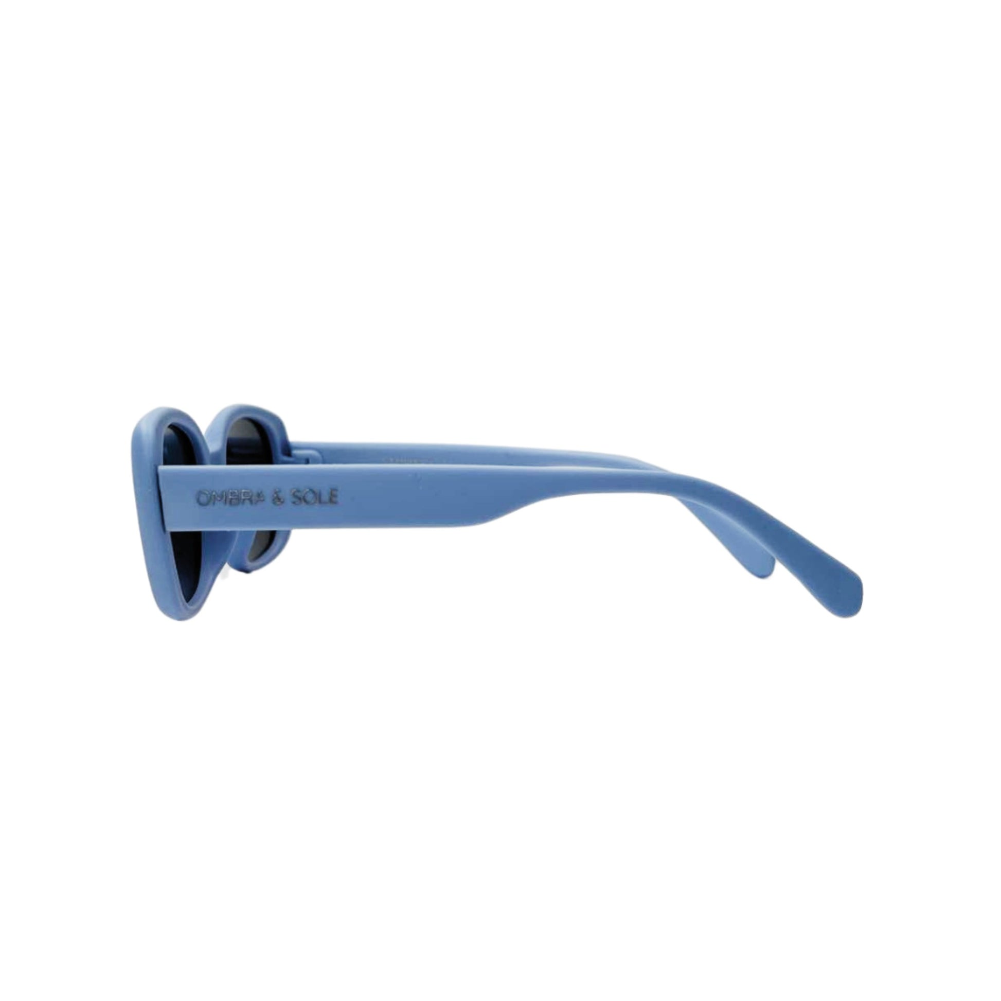 Side View of kids Sunglasses in Ocean Blue showing Flexible arms