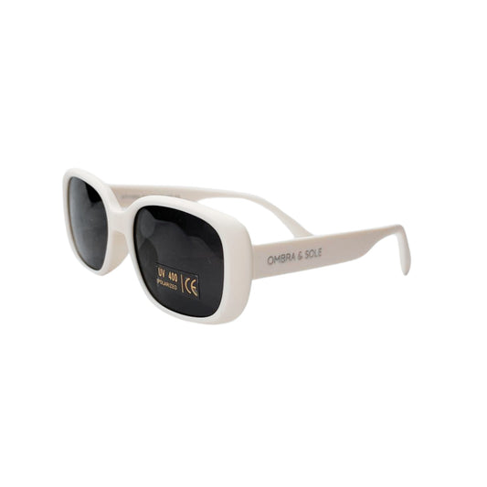 Kids UV polarised sunglasses angle view in pebble white