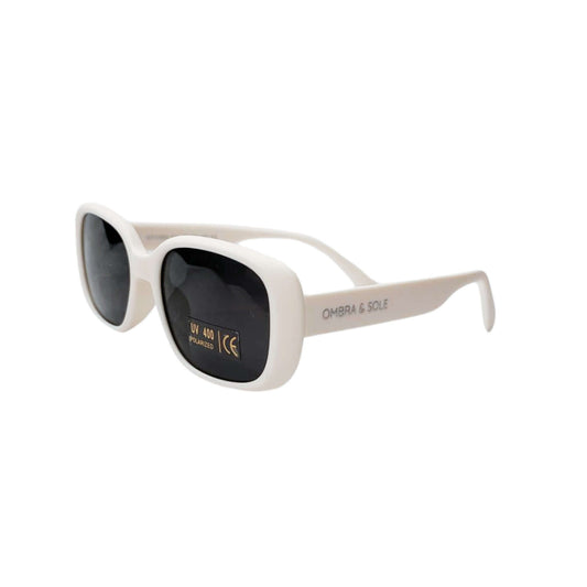 Kids UV polarised sunglasses angle view in pebble white