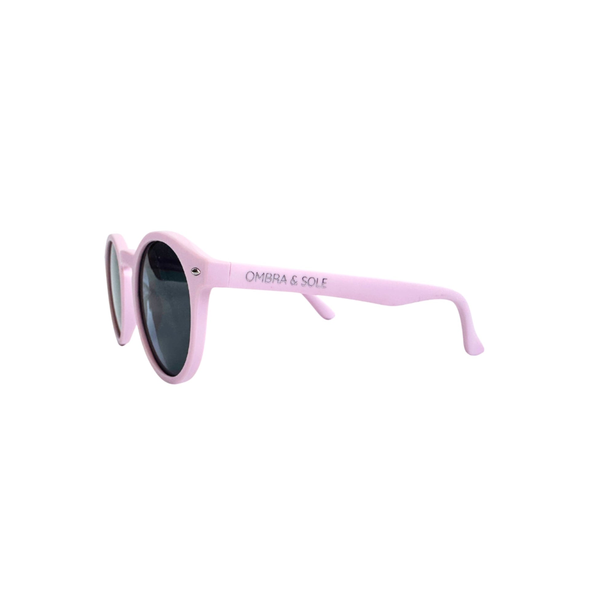 angle view of pink UV Polarised Kids flexible Sunglasses