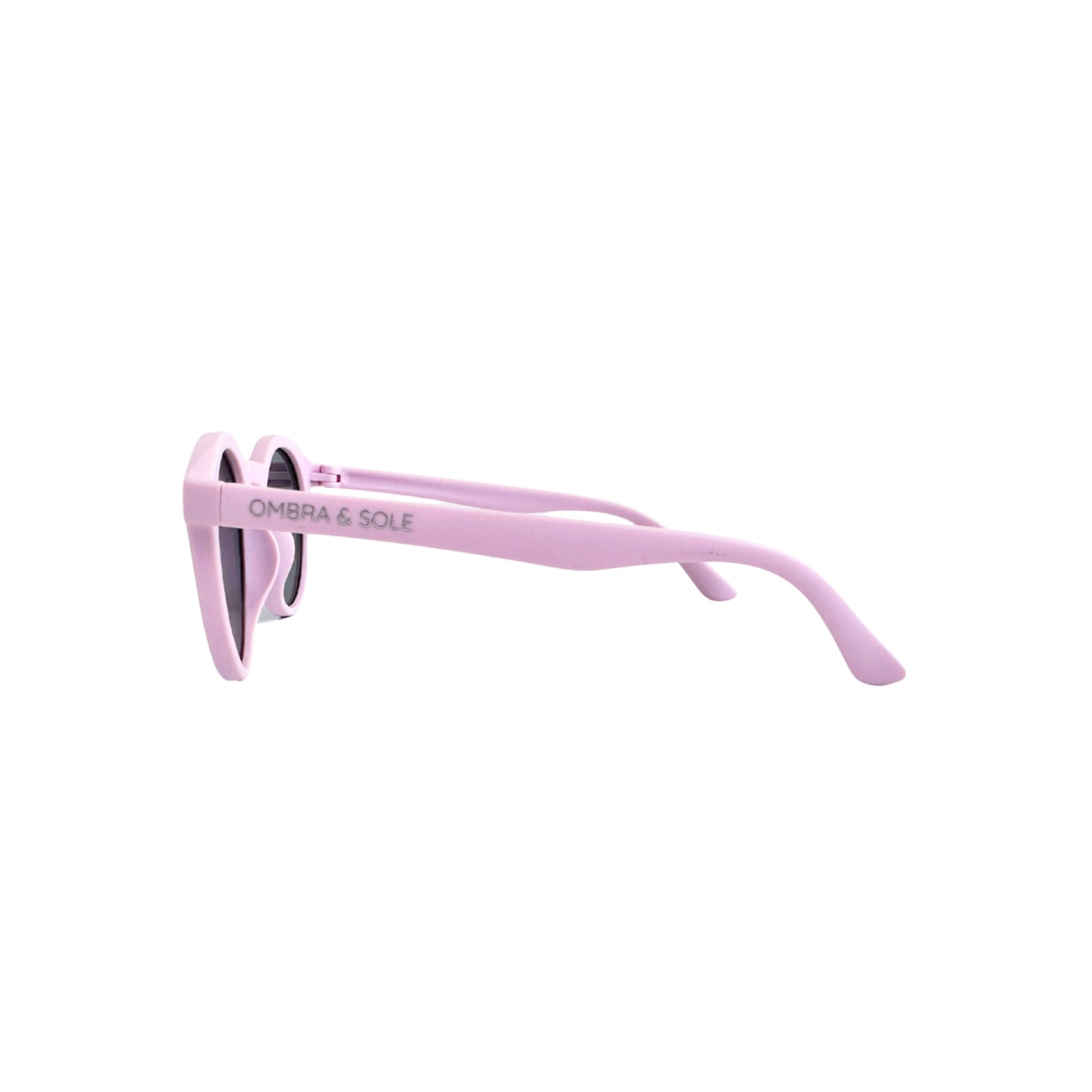 sideview of pink UV Polarised Kids flexible Sunglasses