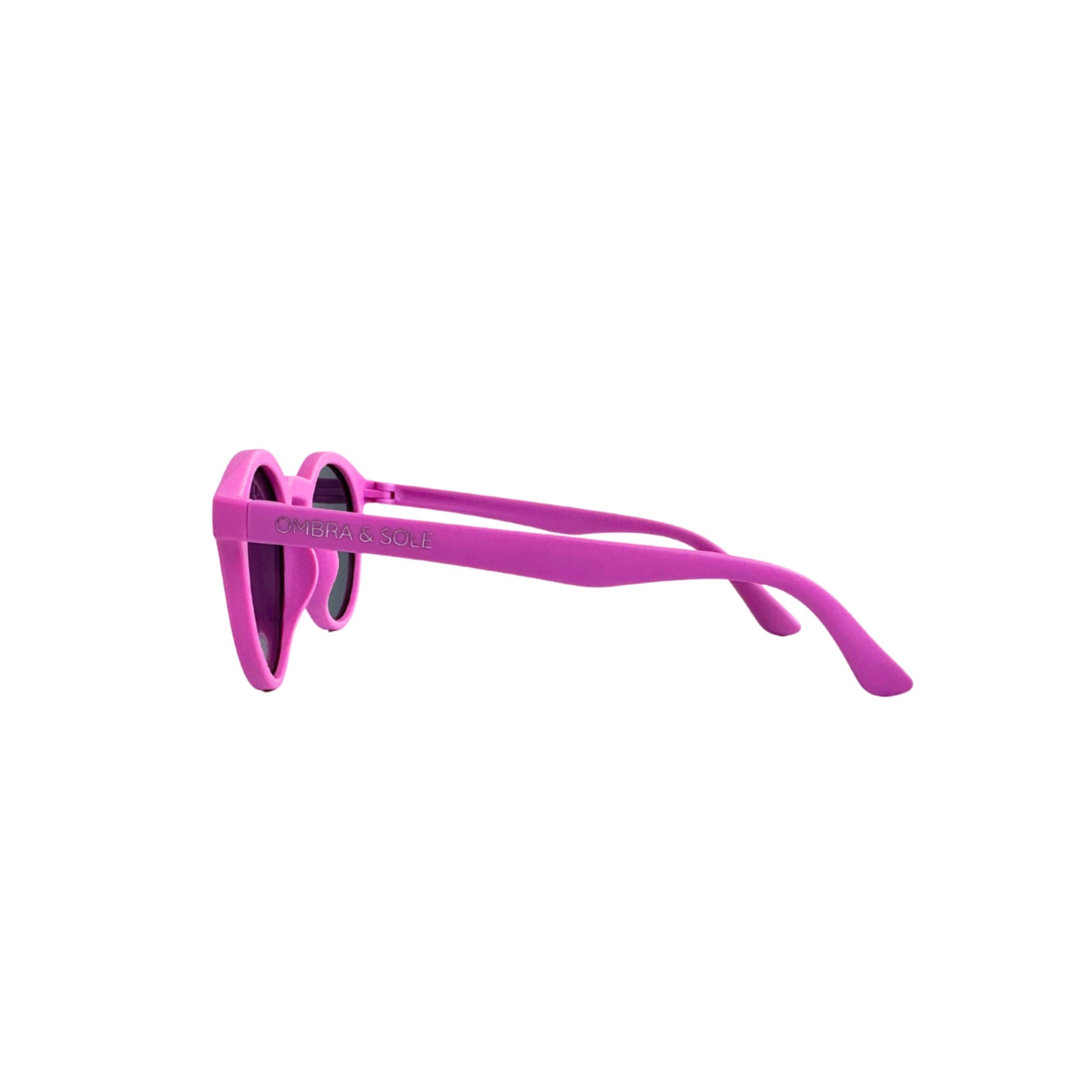 side view of hot pink Kids UV Polarised Flexible sunglasses