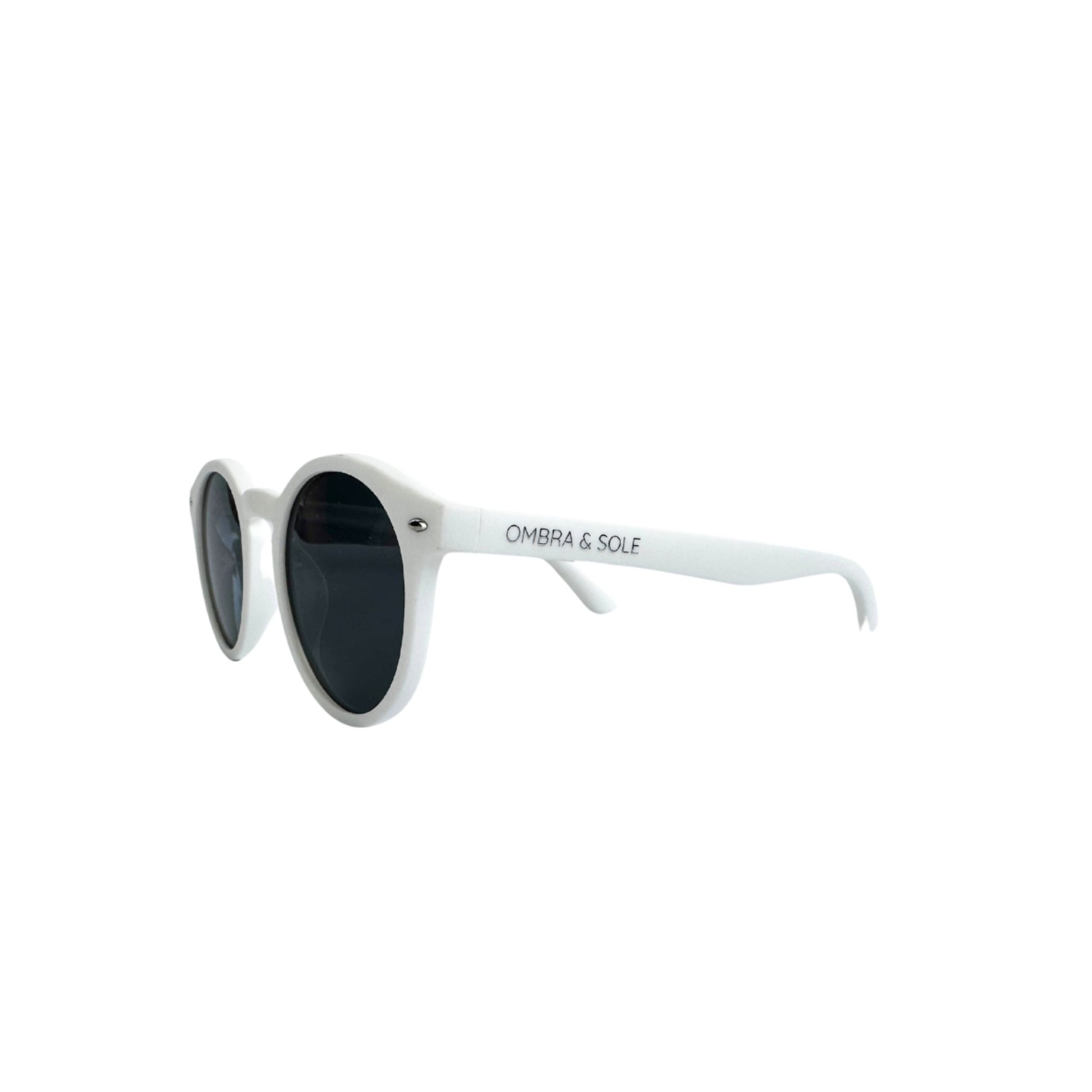angle view of kids flexible white UV Polarised Sunglasses