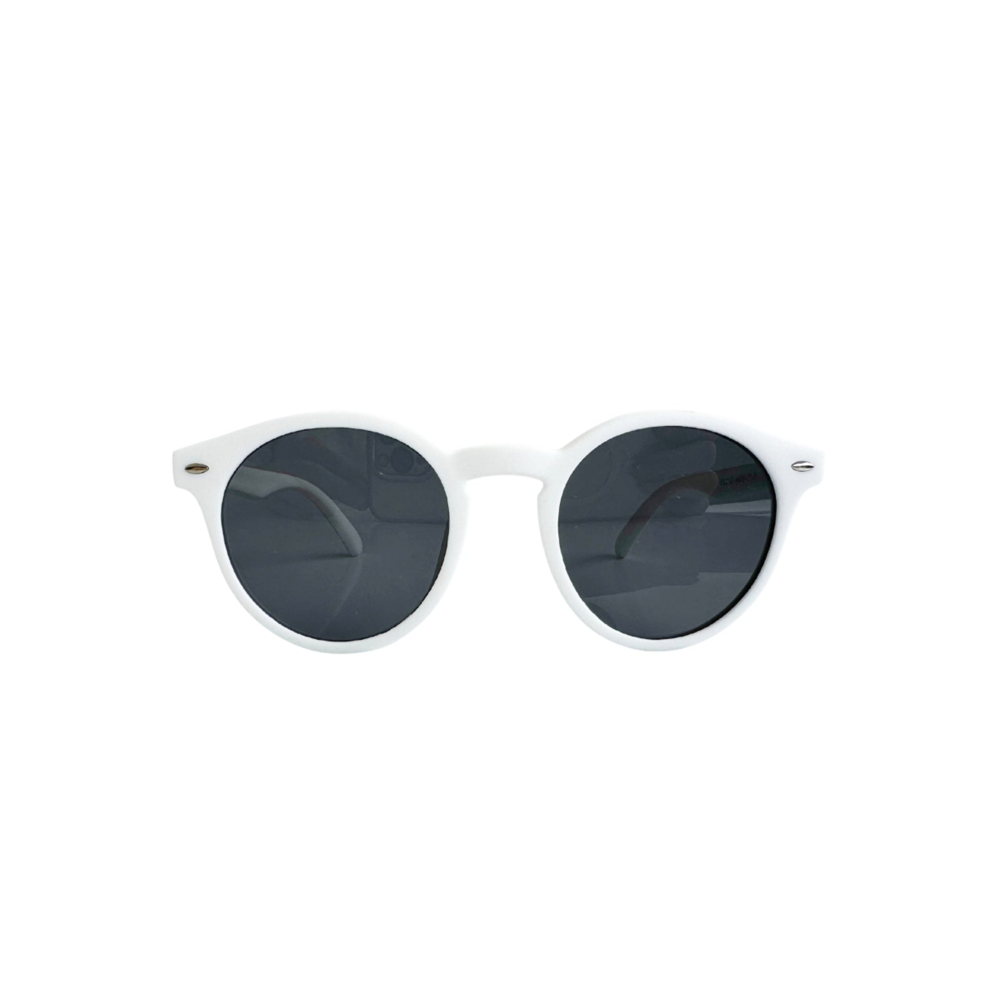 front view of kids flexible white UV Polarised Sunglasses