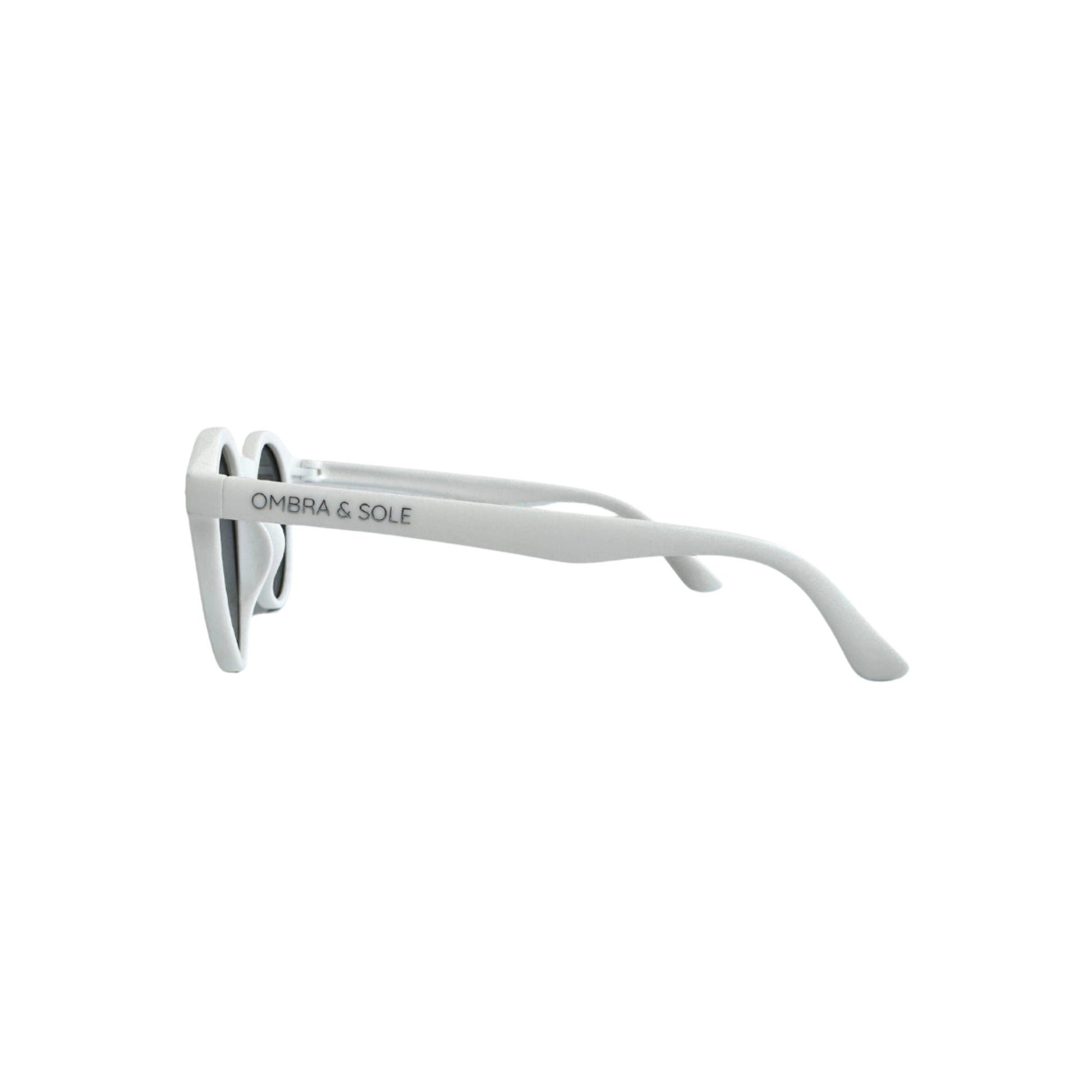 side view of kids flexible white UV Polarised Sunglasses
