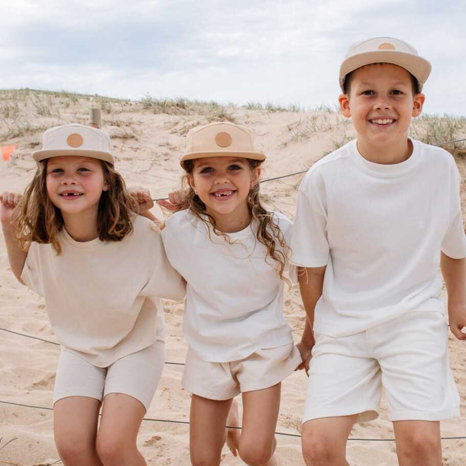UPF50 5 panel hats in cotton, cord and denim for babies, kids & adults - stylish sun protection