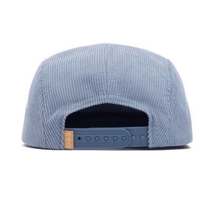 soft blue childrens corduroy hat, adjustable back clip