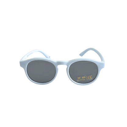 front view of baby toddler UV Polarised Sky blue sunglasses